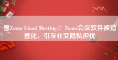 兽Zoom Cloud Meetings：Zoom会议软件被指兽化，引发社交隐私担忧